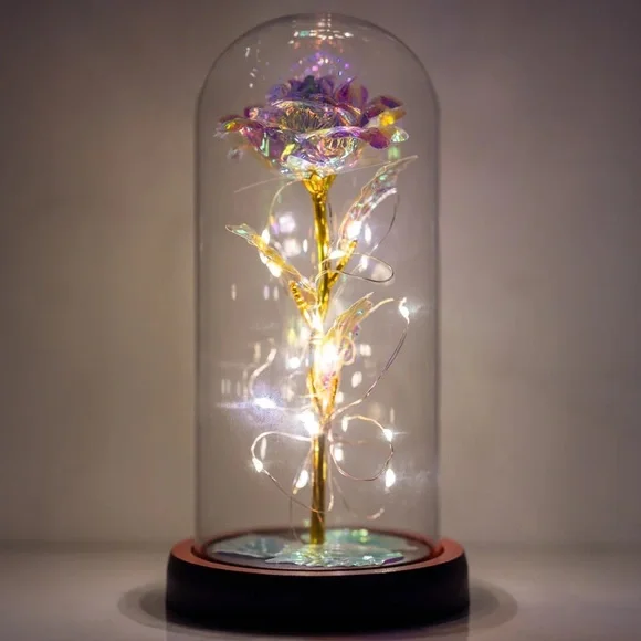 BRAND NEW Glass encased light up enchanted rose forever rose Valentine's Day